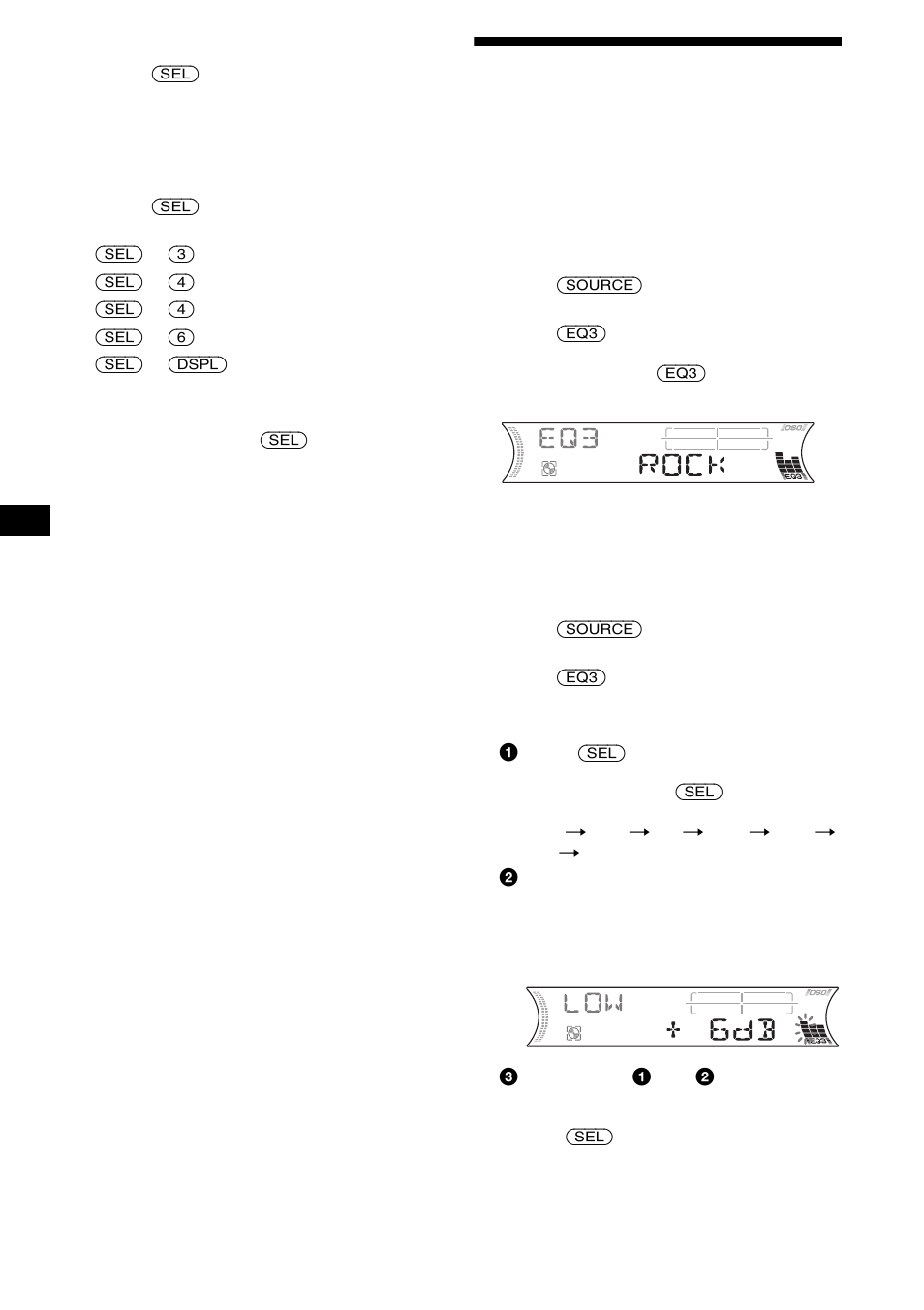 Setting the equalizer (eq3) | Sony MDX-F5800 User Manual | Page 20 / 84