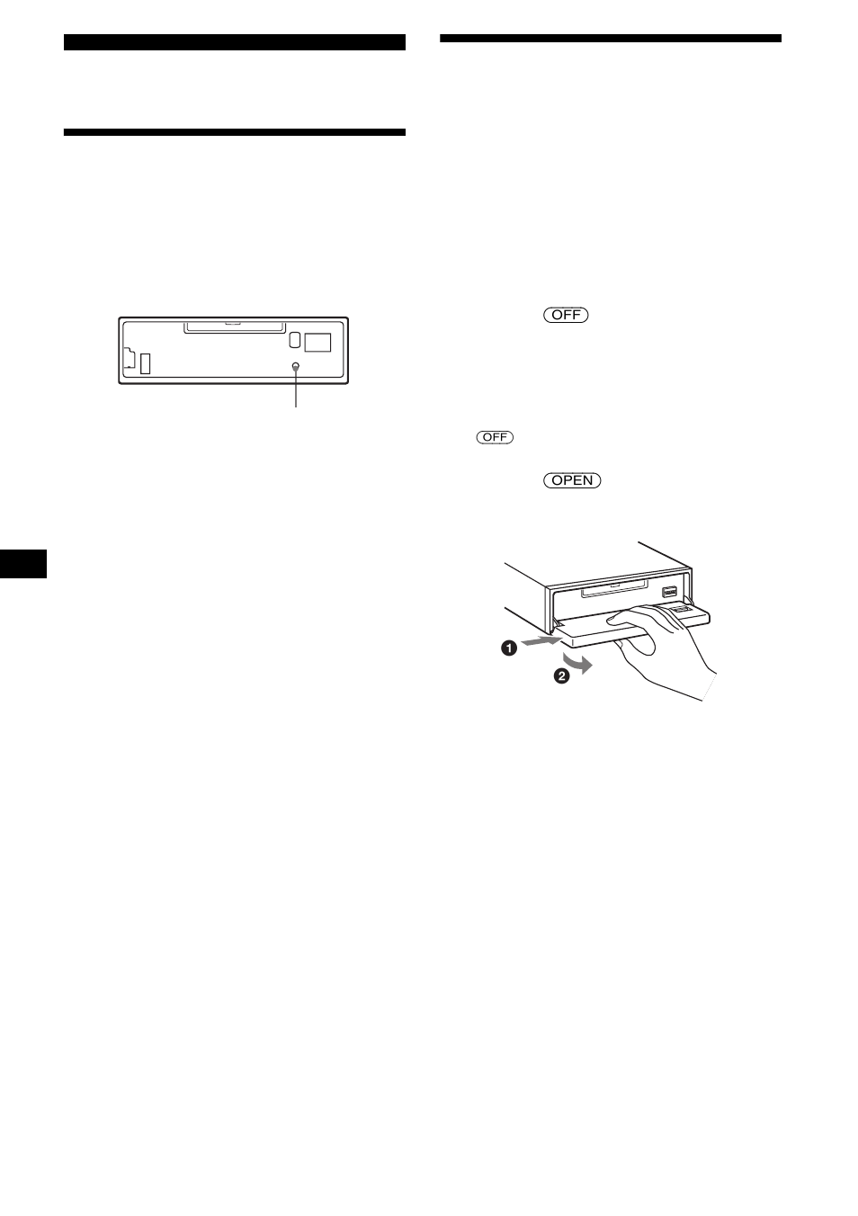 Procedimientos iniciales, Restauración de la unidad, Extracción del panel frontal | Sony MDX-F5800 User Manual | Page 62 / 84