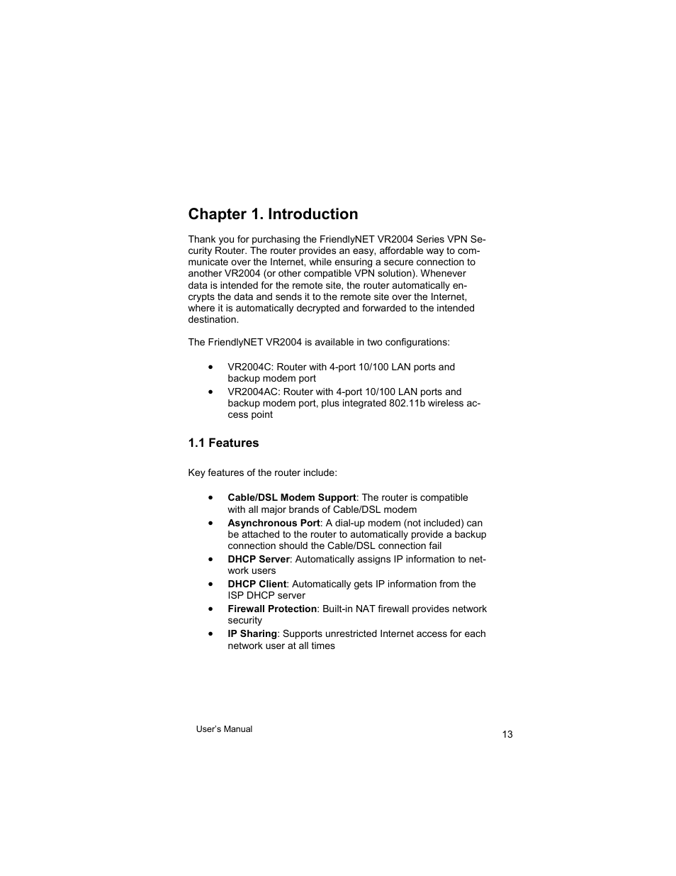 Chapter 1. introduction | Asante Technologies VR2004 User Manual | Page 13 / 76