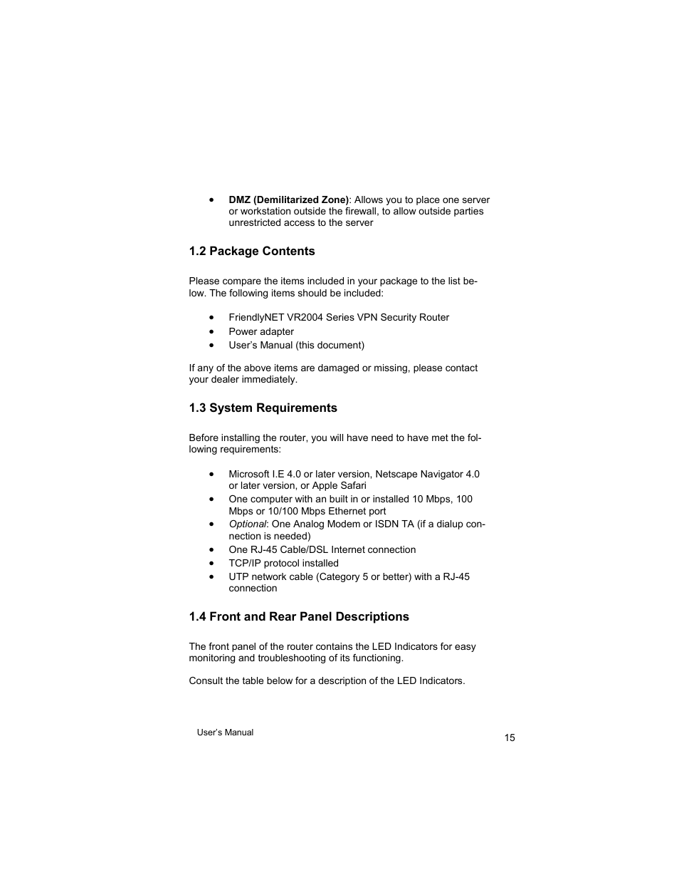 Asante Technologies VR2004 User Manual | Page 15 / 76