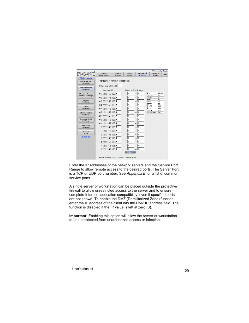 Asante Technologies VR2004 User Manual | Page 29 / 76