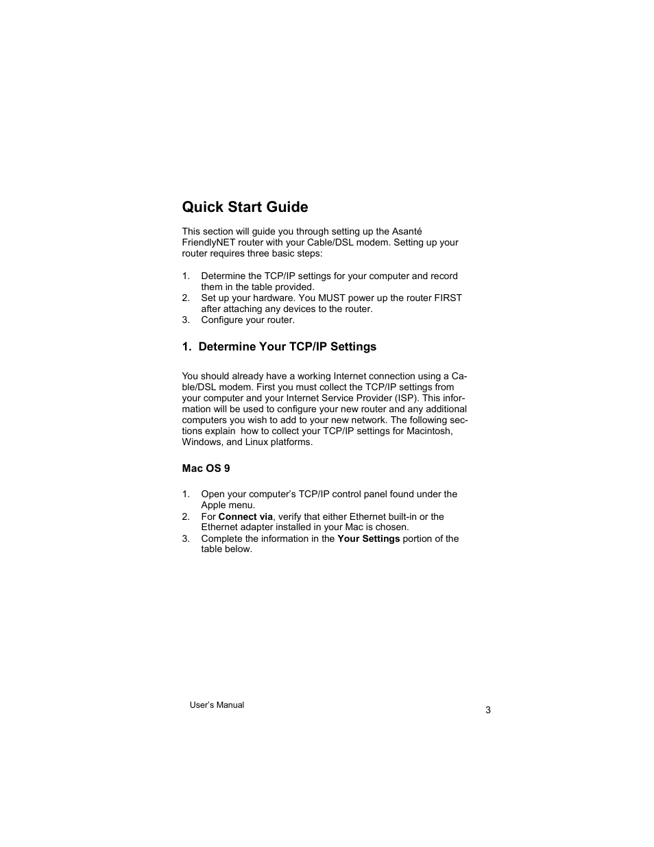 Quick start guide | Asante Technologies VR2004 User Manual | Page 3 / 76