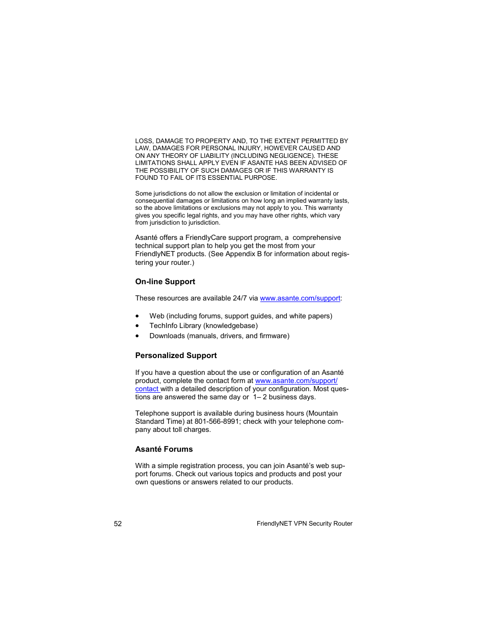 Asante Technologies VR2004 User Manual | Page 52 / 76