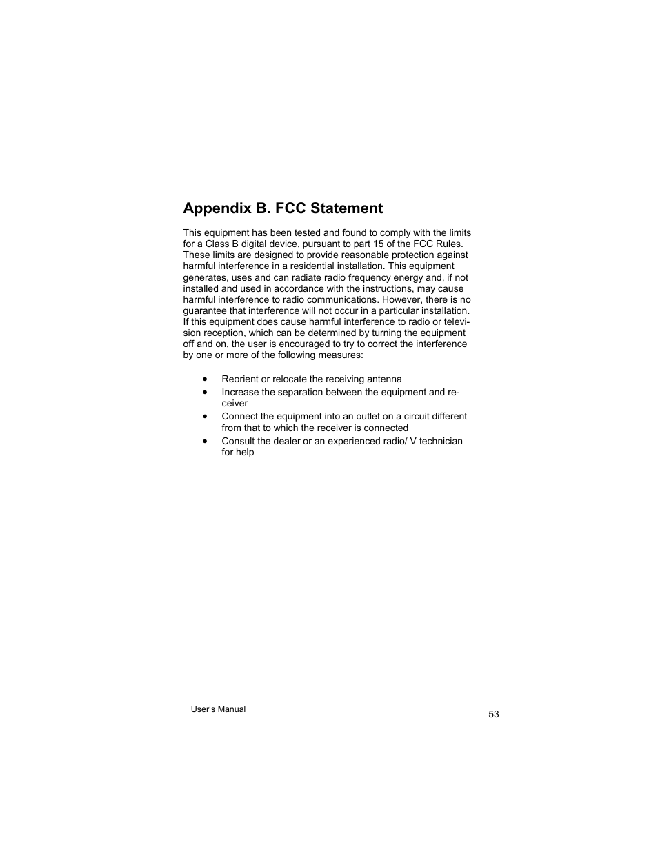 Appendix b. fcc statement | Asante Technologies VR2004 User Manual | Page 53 / 76