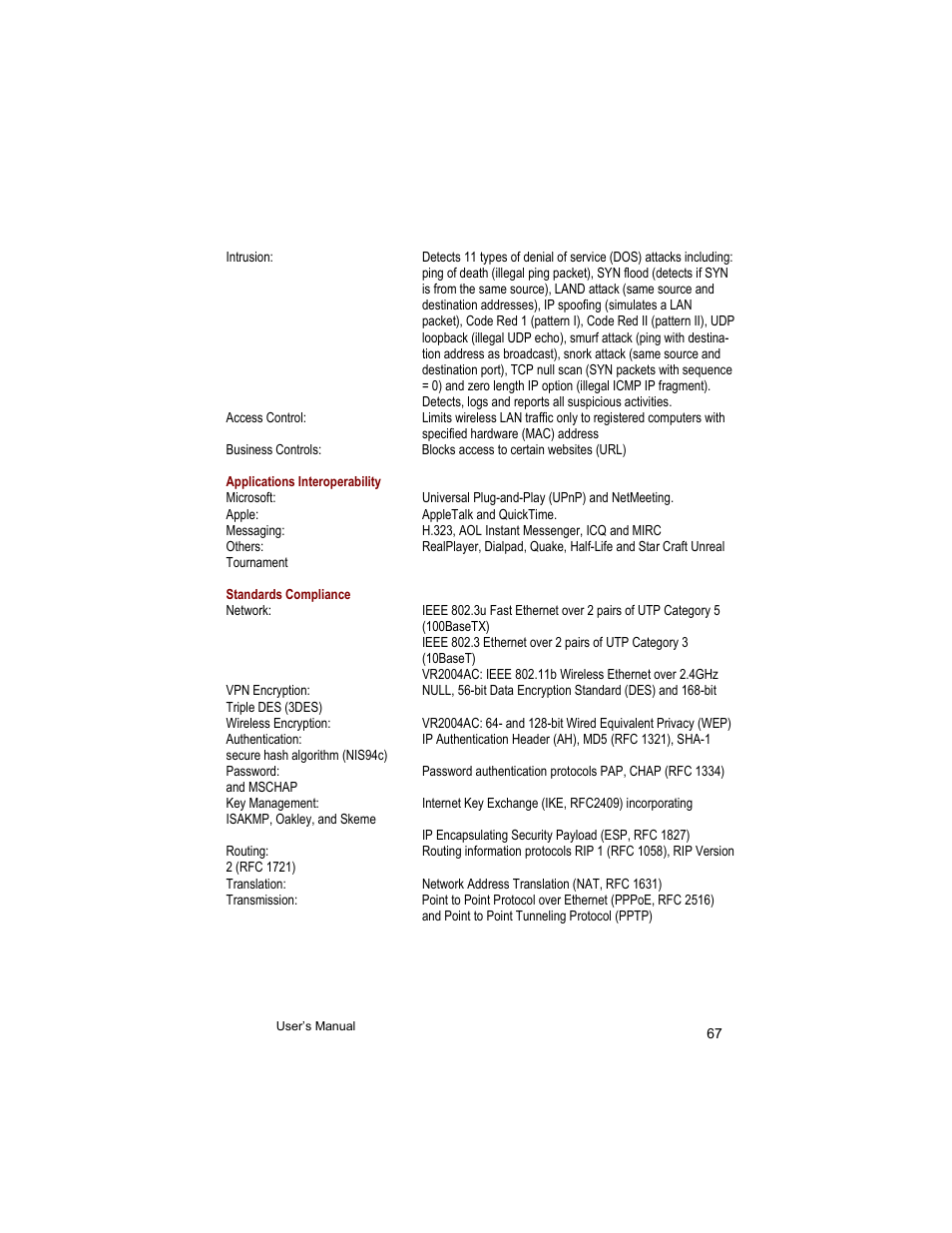 Asante Technologies VR2004 User Manual | Page 67 / 76