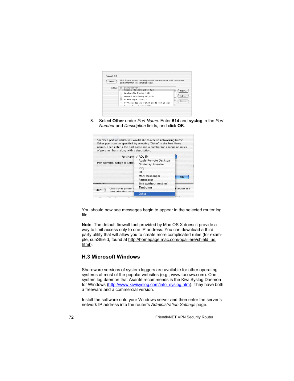 Asante Technologies VR2004 User Manual | Page 72 / 76