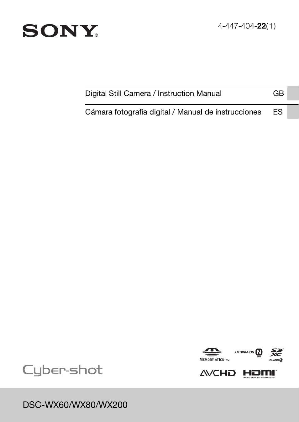 Sony DSC-WX60 User Manual | 72 pages