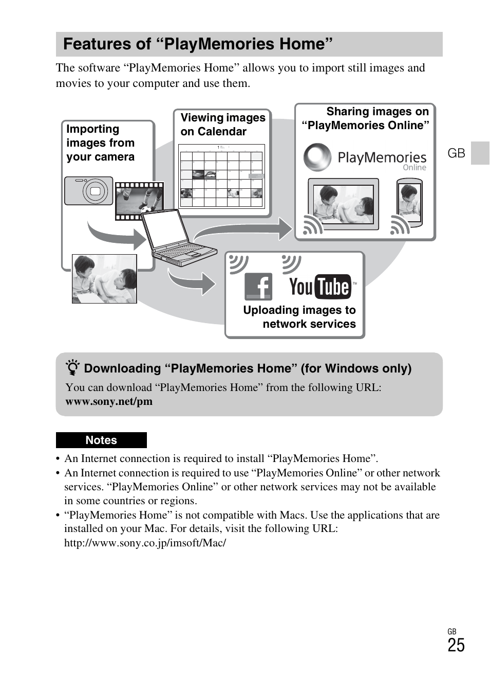 Features of “playmemories home | Sony DSC-WX60 User Manual | Page 25 / 72