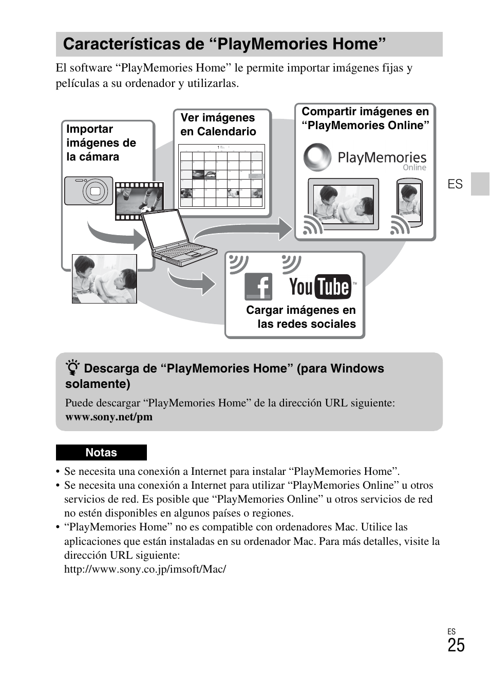 Características de “playmemories home | Sony DSC-WX60 User Manual | Page 59 / 72