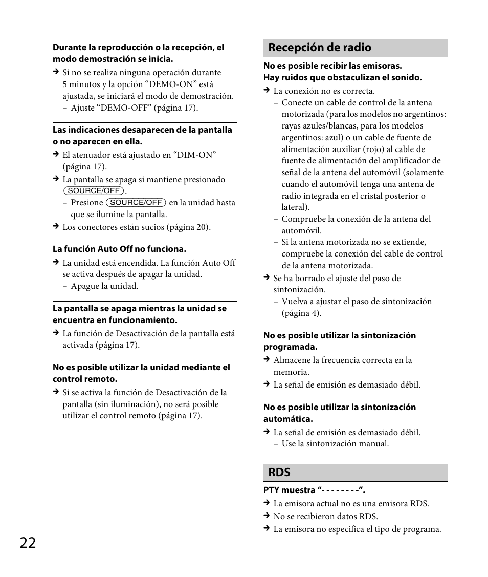 Recepción de radio | Sony DSX-A30 User Manual | Page 42 / 48