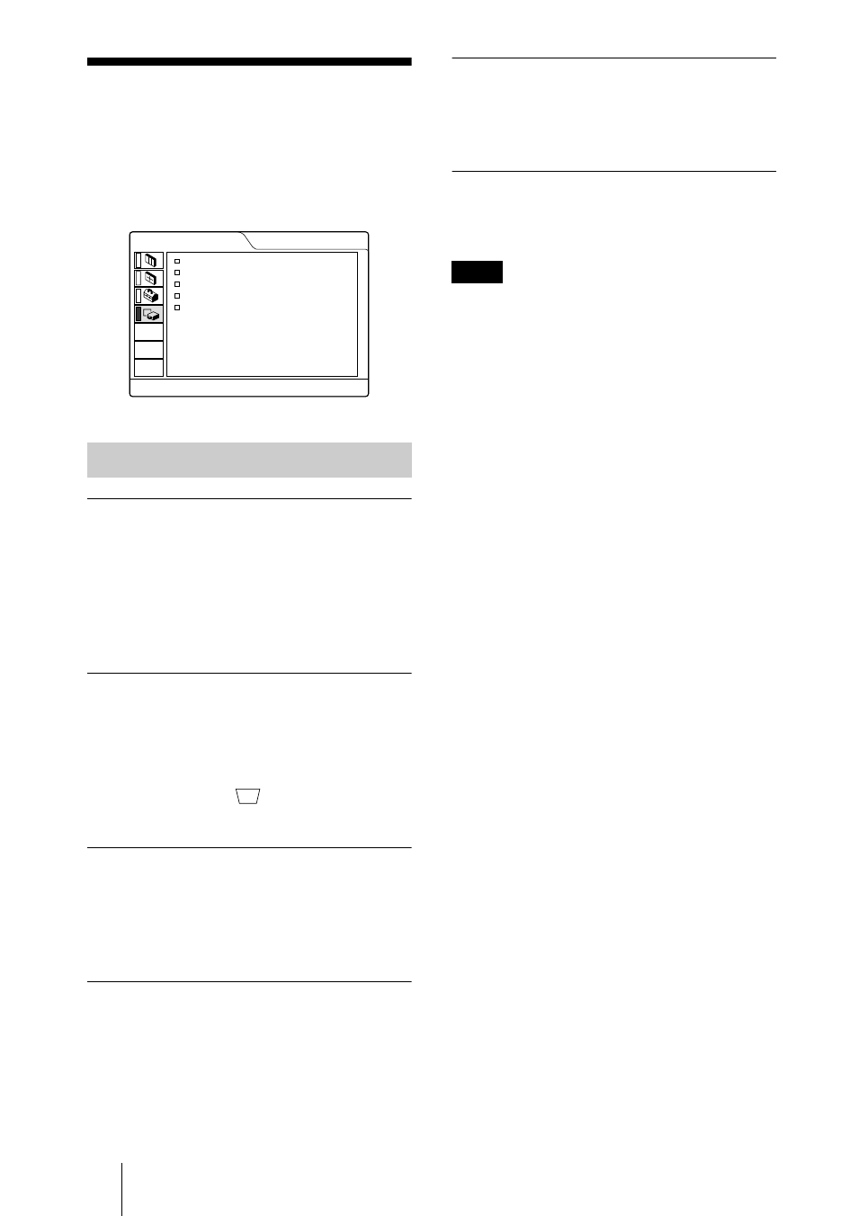 The install setting menu, Menu items | Sony VPL-CX3 User Manual | Page 30 / 132