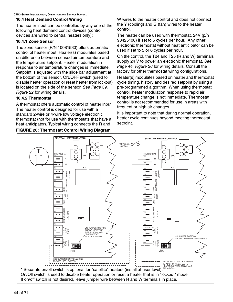4 heat demand control wiring, Figure 26: thermostat control wiring diagram | RG CTH3-150 User Manual | Page 50 / 82