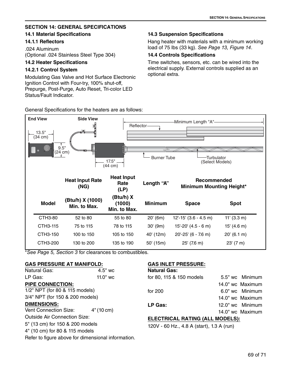 Section 14: general specifications | RG CTH3-150 User Manual | Page 75 / 82