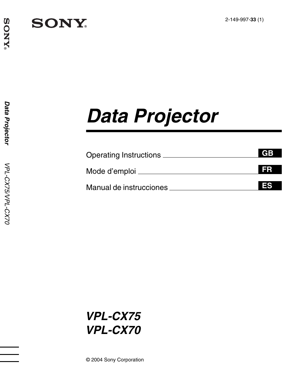 Sony VPL-CX70 User Manual | 176 pages