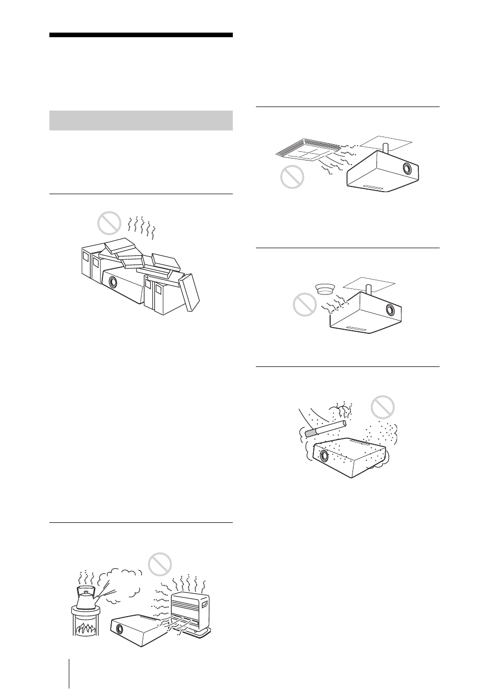 Remarques sur l’installation et l’utilisation | Sony VPL-CX70 User Manual | Page 64 / 176