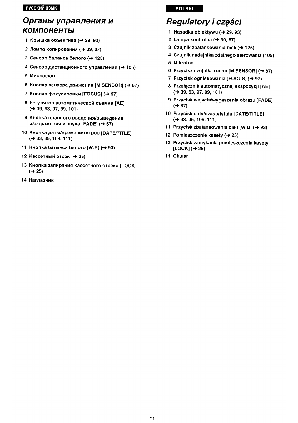 Органы управления и компоненты, Regulatory / cz^sci, Regulatory i cz^sci | Regulatory, Cz^sci | Panasonic NV-RX70EE User Manual | Page 8 / 132