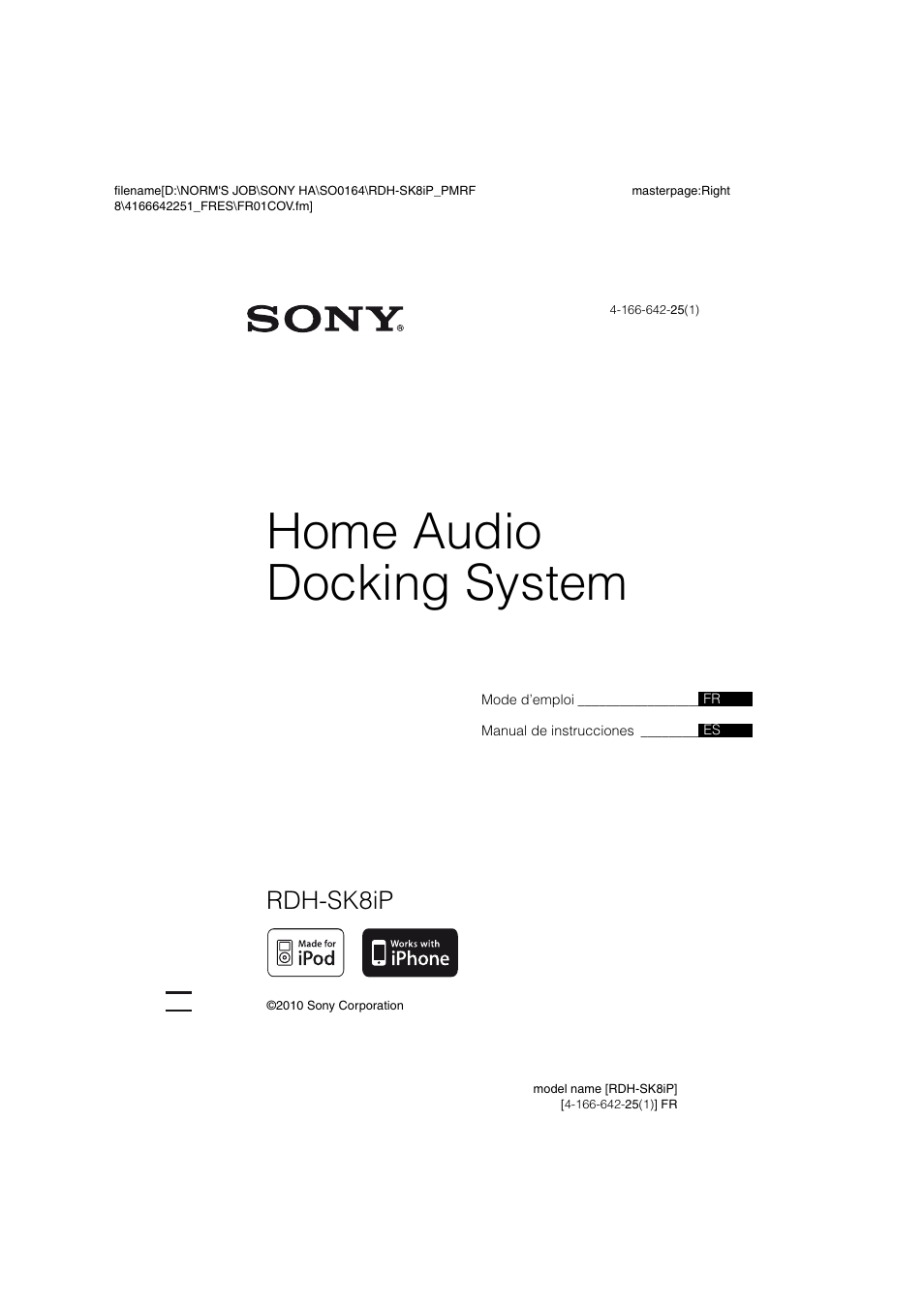 Sony RDH-SK8iP User Manual | 44 pages