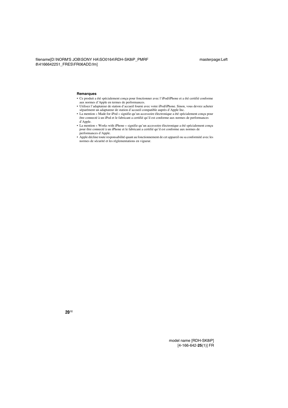 Sony RDH-SK8iP User Manual | Page 20 / 44