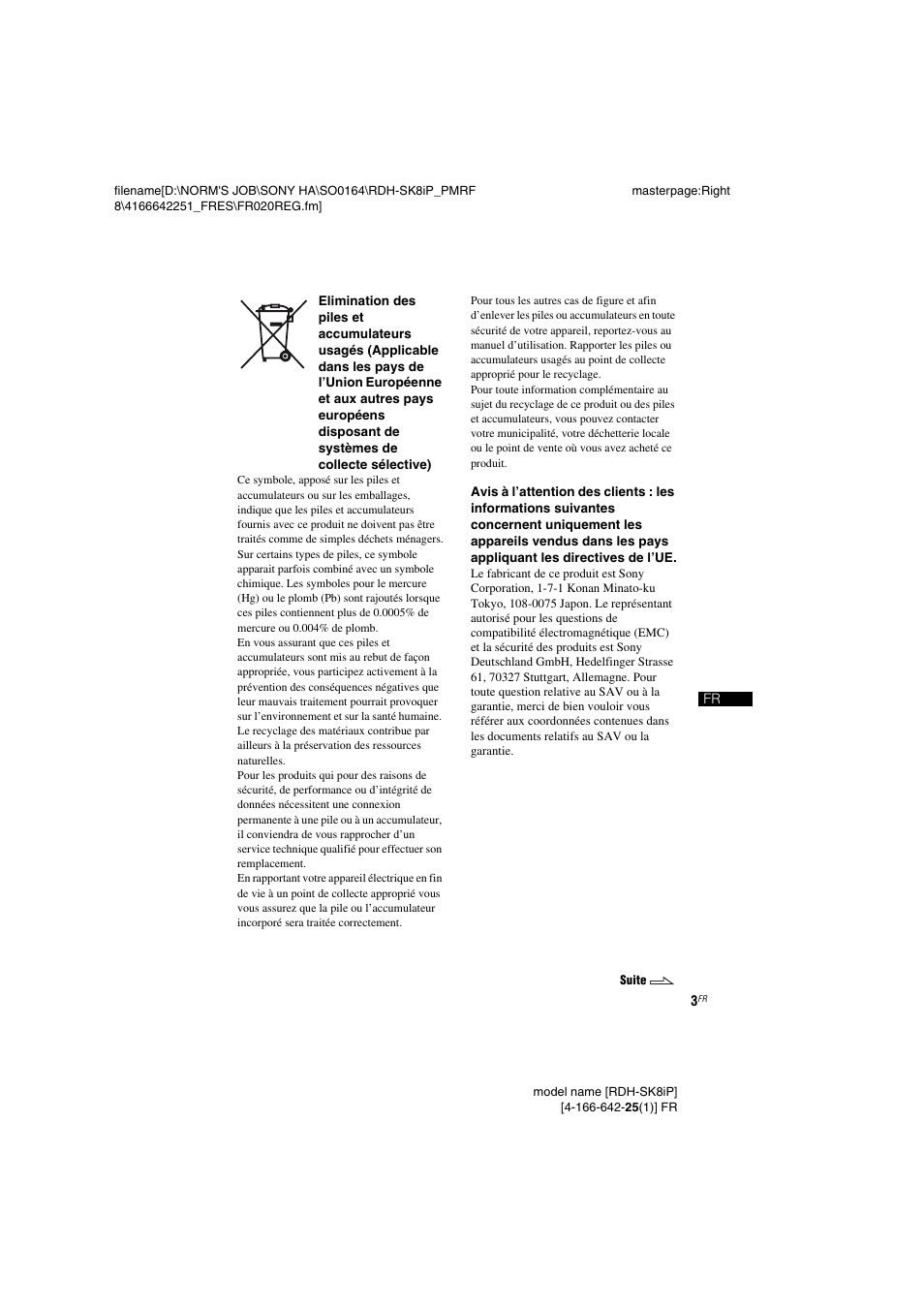 Sony RDH-SK8iP User Manual | Page 3 / 44