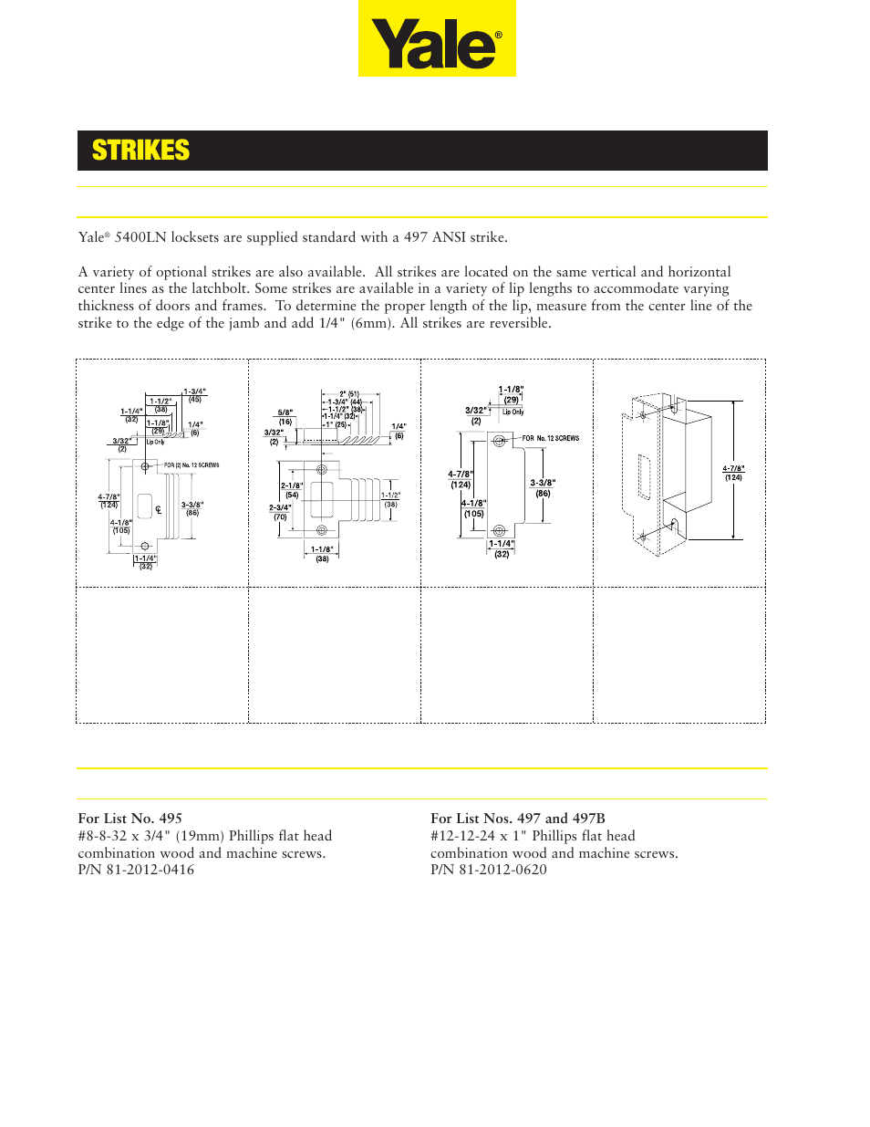 Strikes | Assa 5400LN SERIES User Manual | Page 12 / 16