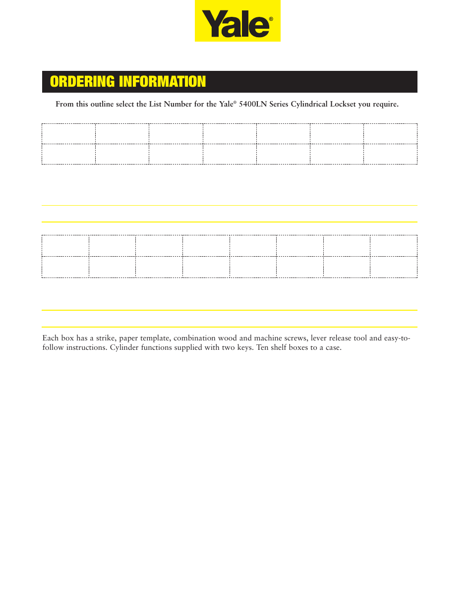 Ordering information | Assa 5400LN SERIES User Manual | Page 14 / 16