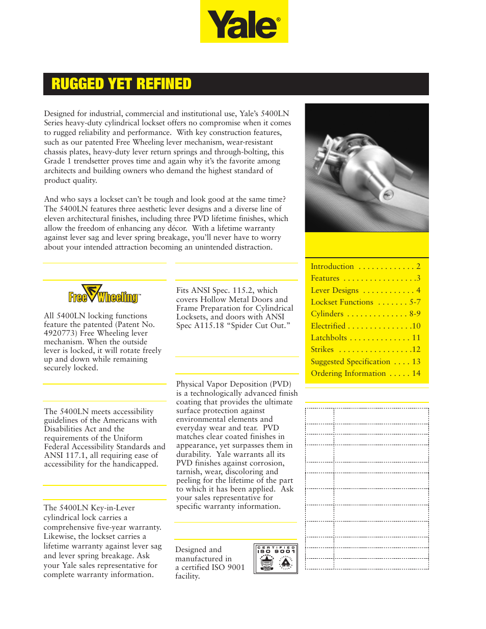 Assa 5400LN SERIES User Manual | Page 2 / 16