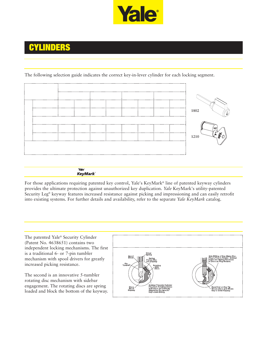 Cylinders | Assa 5400LN SERIES User Manual | Page 8 / 16
