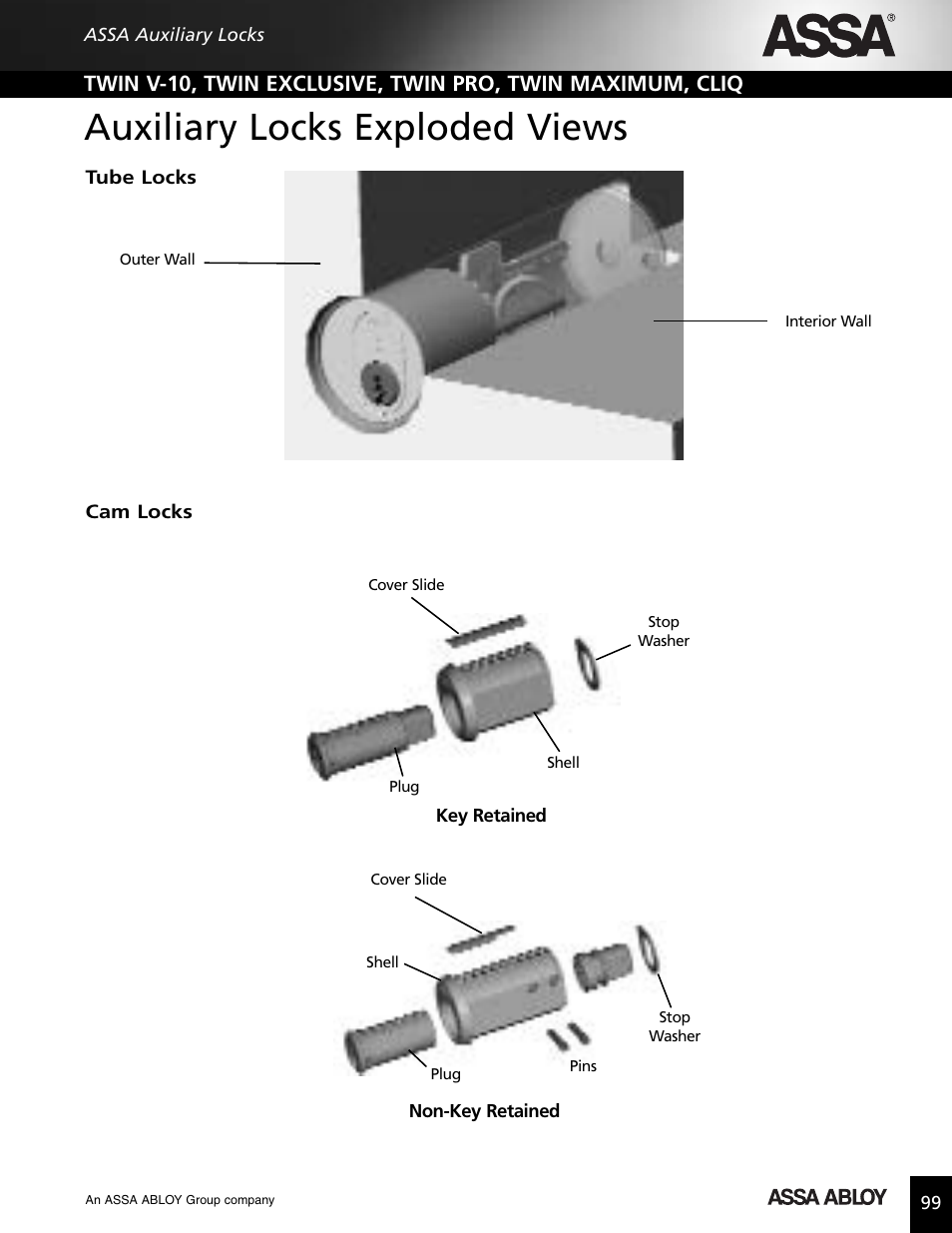 Auxiliary locks exploded views | Assa high security lock User Manual | Page 100 / 146
