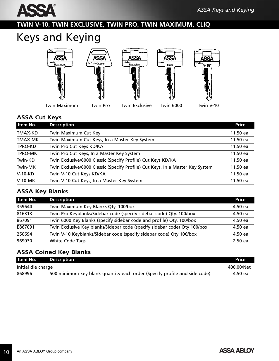 Keys and keying | Assa high security lock User Manual | Page 11 / 146