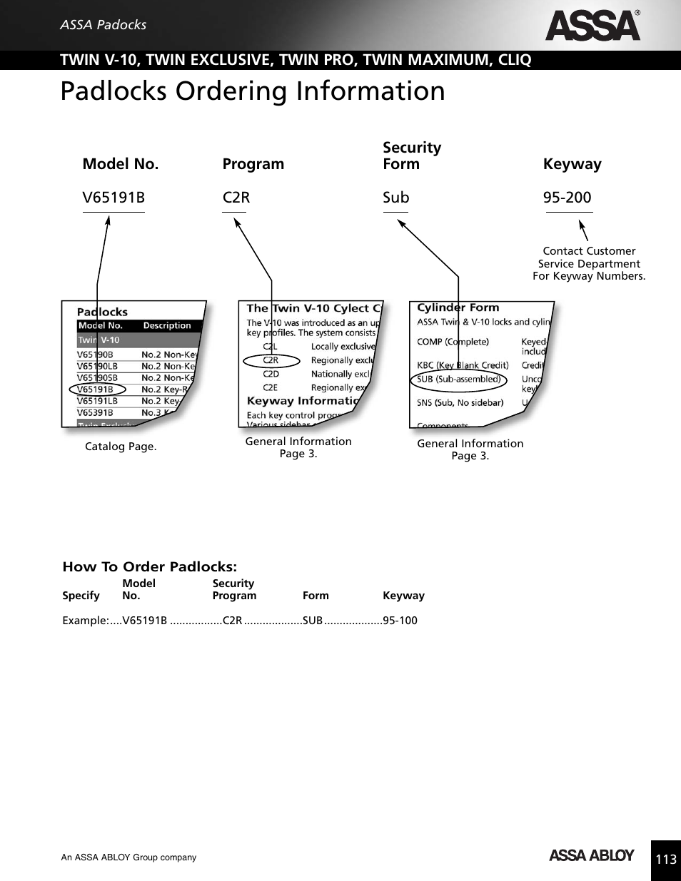 Padlocks ordering information | Assa high security lock User Manual | Page 114 / 146