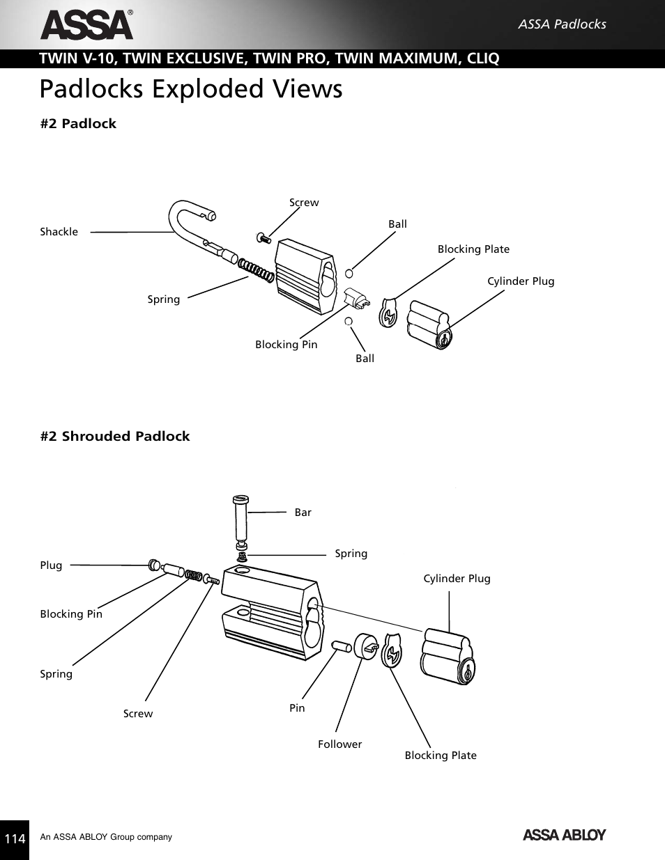 Padlocks exploded views | Assa high security lock User Manual | Page 115 / 146