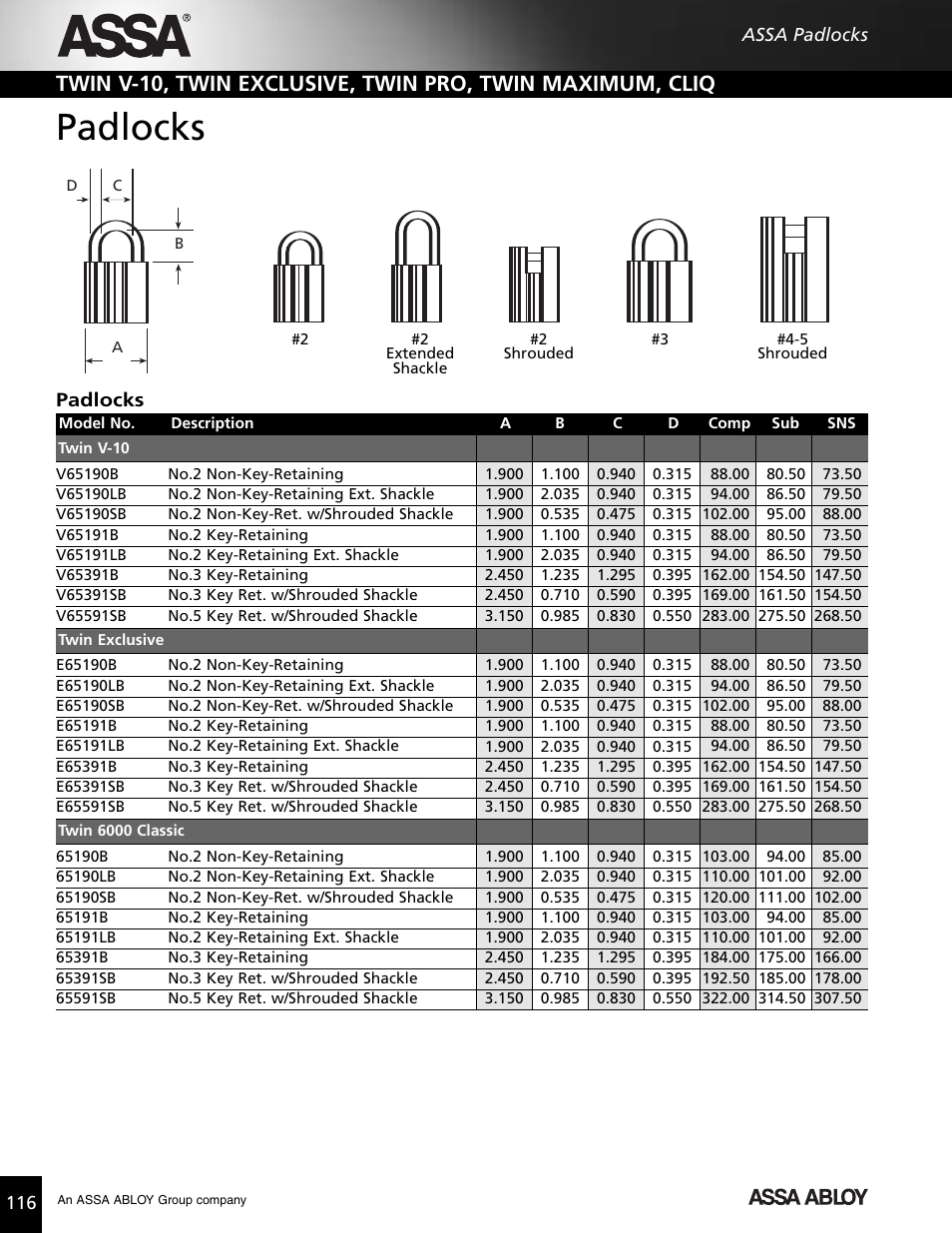Padlocks | Assa high security lock User Manual | Page 117 / 146