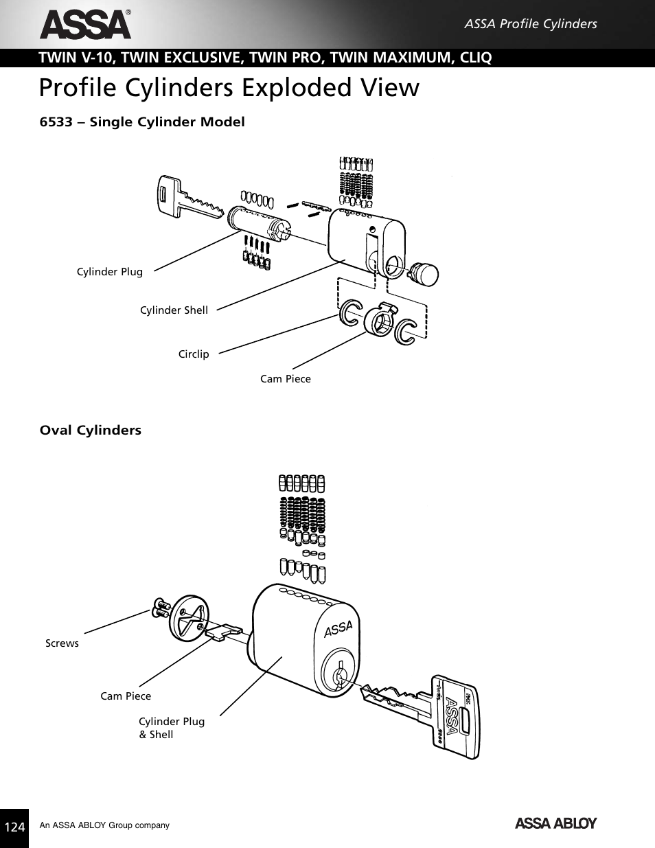 Profile cylinders exploded view | Assa high security lock User Manual | Page 125 / 146