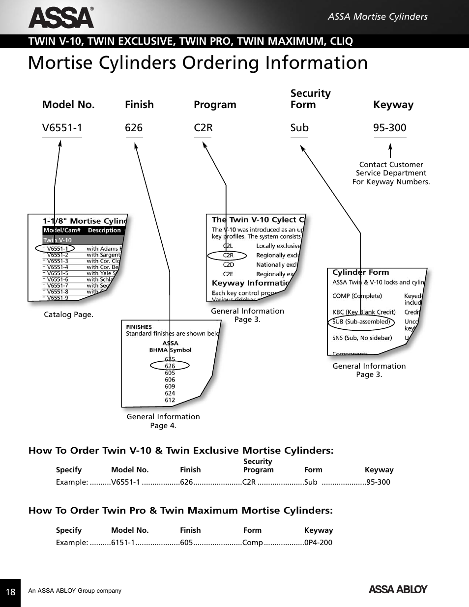 Mortise cylinders ordering information | Assa high security lock User Manual | Page 19 / 146