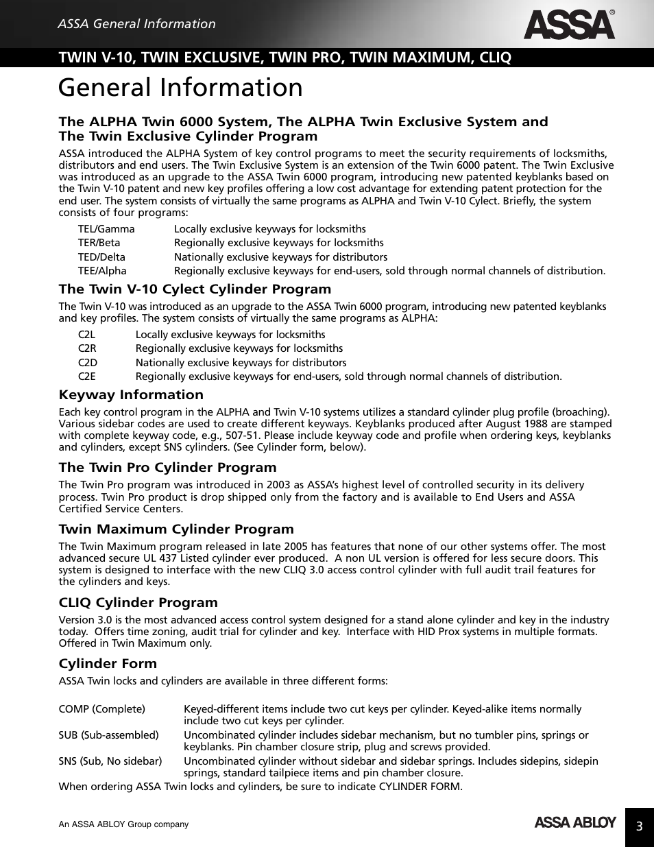 General information | Assa high security lock User Manual | Page 4 / 146