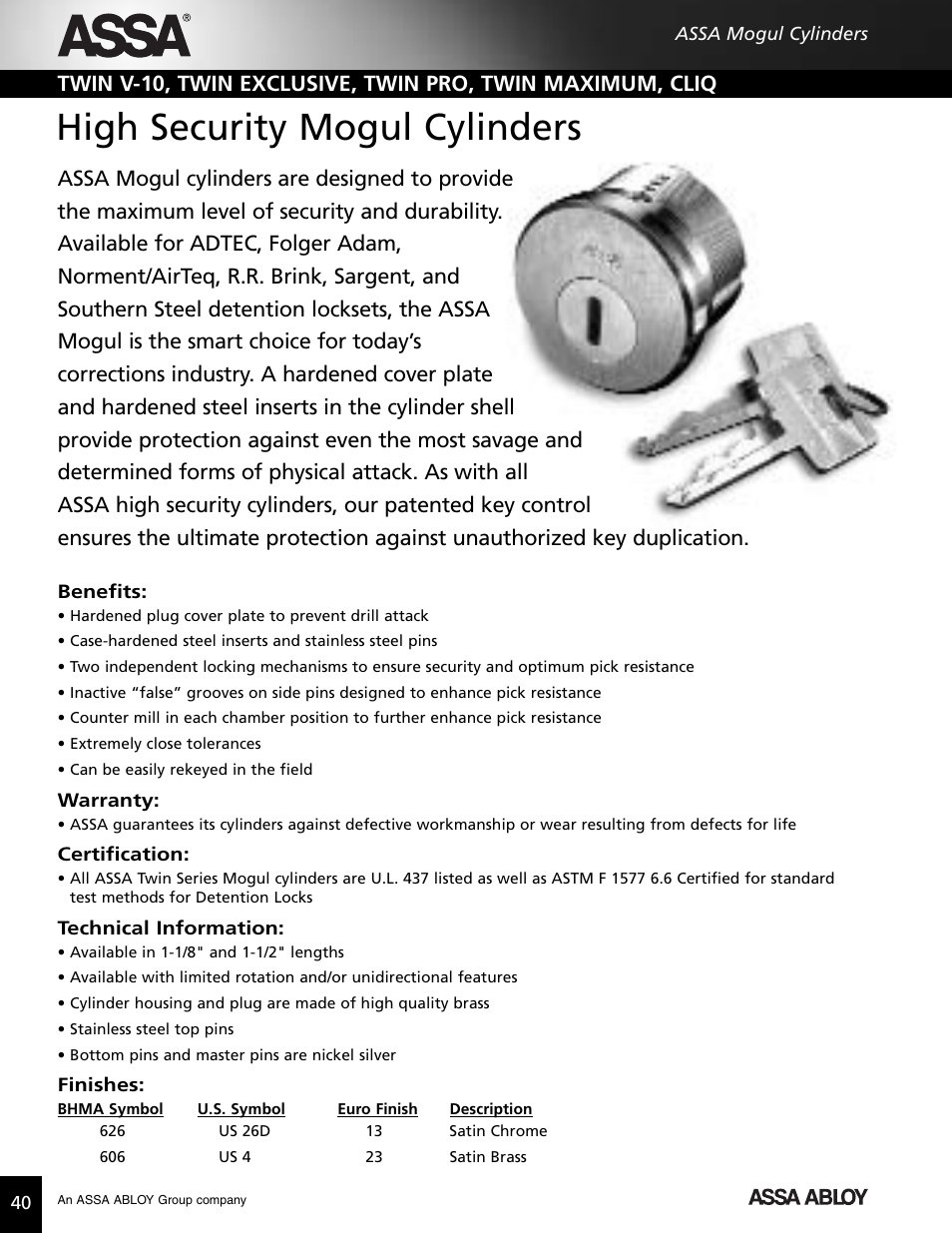 High security mogul cylinders | Assa high security lock User Manual | Page 41 / 146