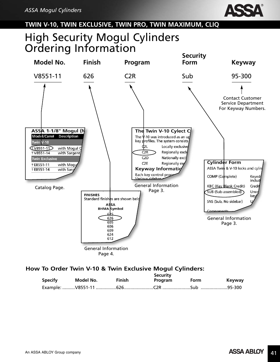 High security mogul cylinders ordering information | Assa high security lock User Manual | Page 42 / 146