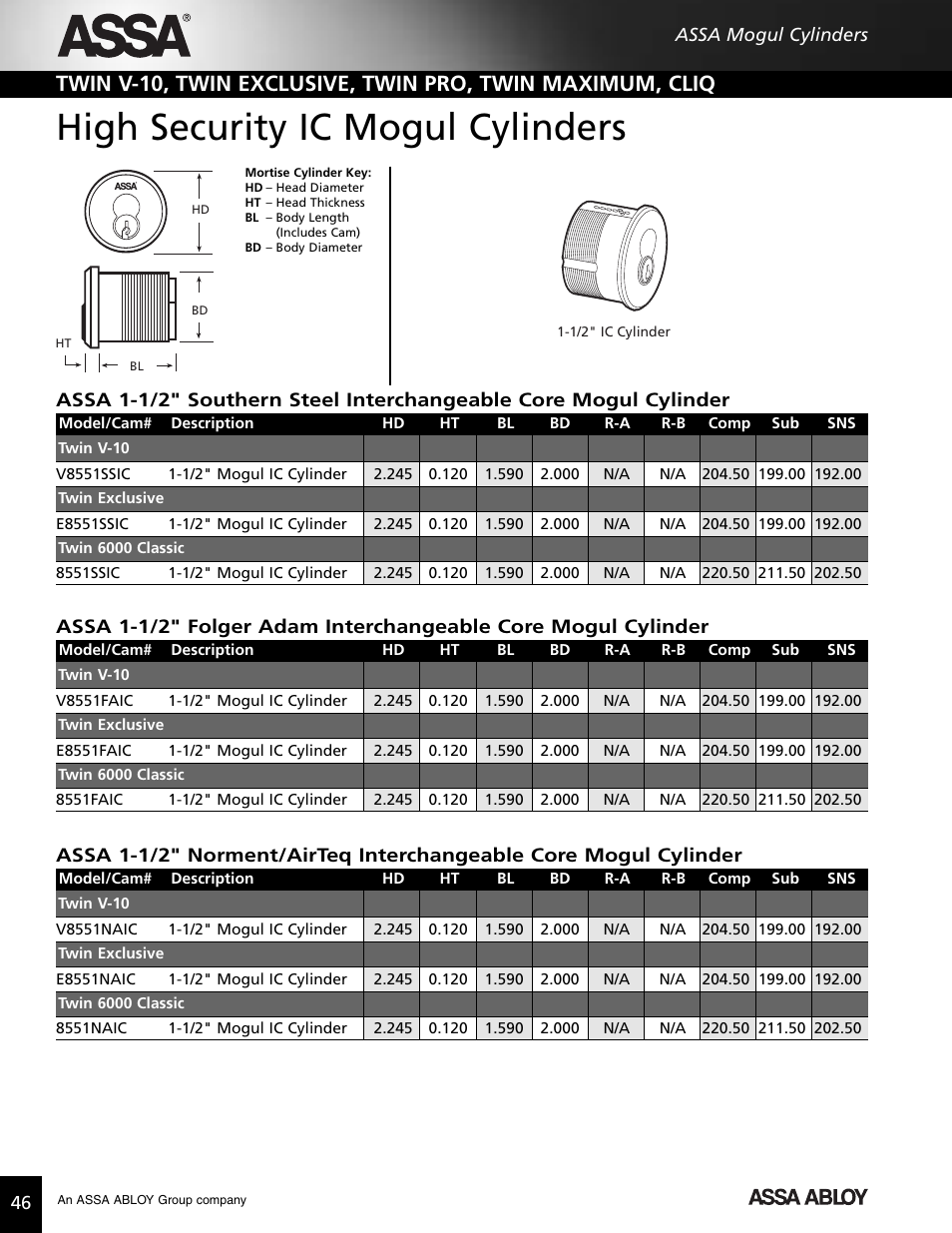 High security ic mogul cylinders | Assa high security lock User Manual | Page 47 / 146