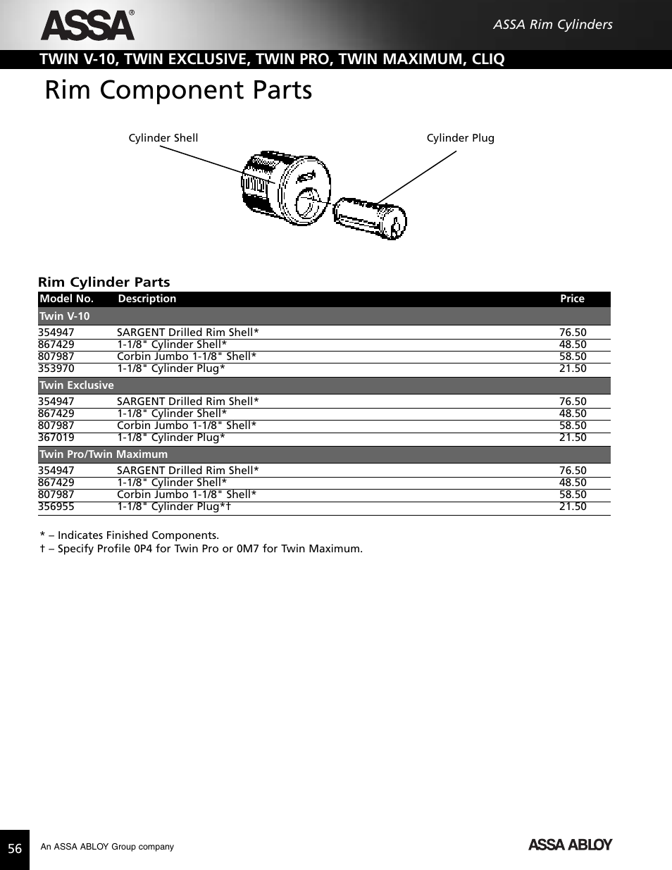 Rim component parts | Assa high security lock User Manual | Page 57 / 146