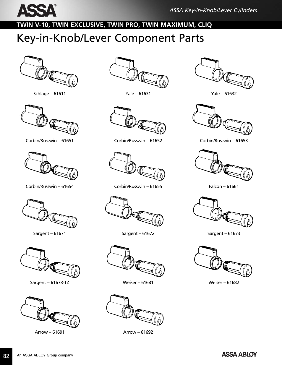 Key-in-knob/lever component parts | Assa high security lock User Manual | Page 83 / 146