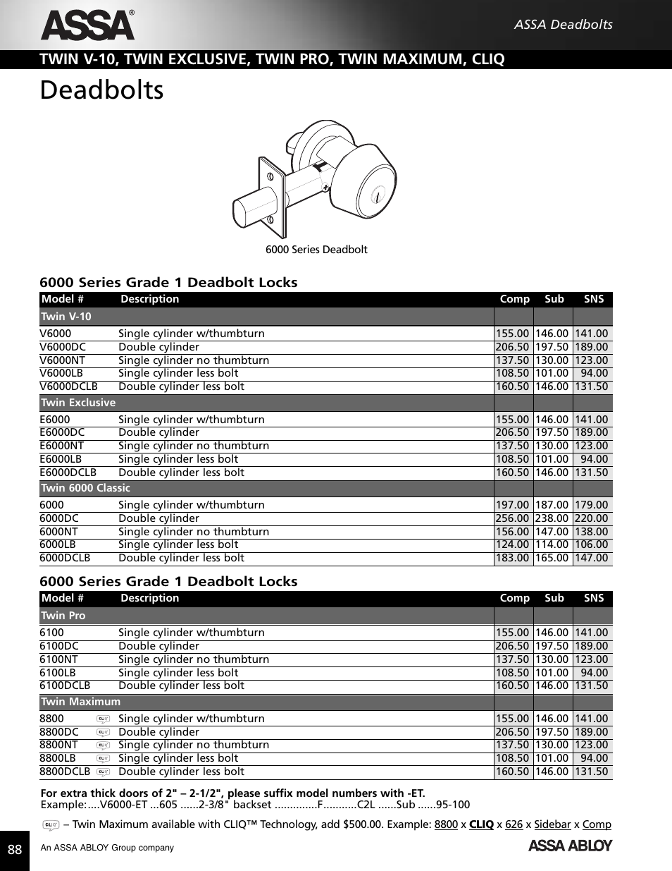 Deadbolts | Assa high security lock User Manual | Page 89 / 146