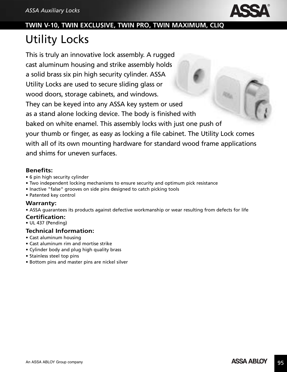 Utility locks | Assa high security lock User Manual | Page 96 / 146