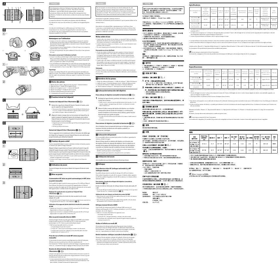 Sony SAL1635Z User Manual | Page 2 / 2