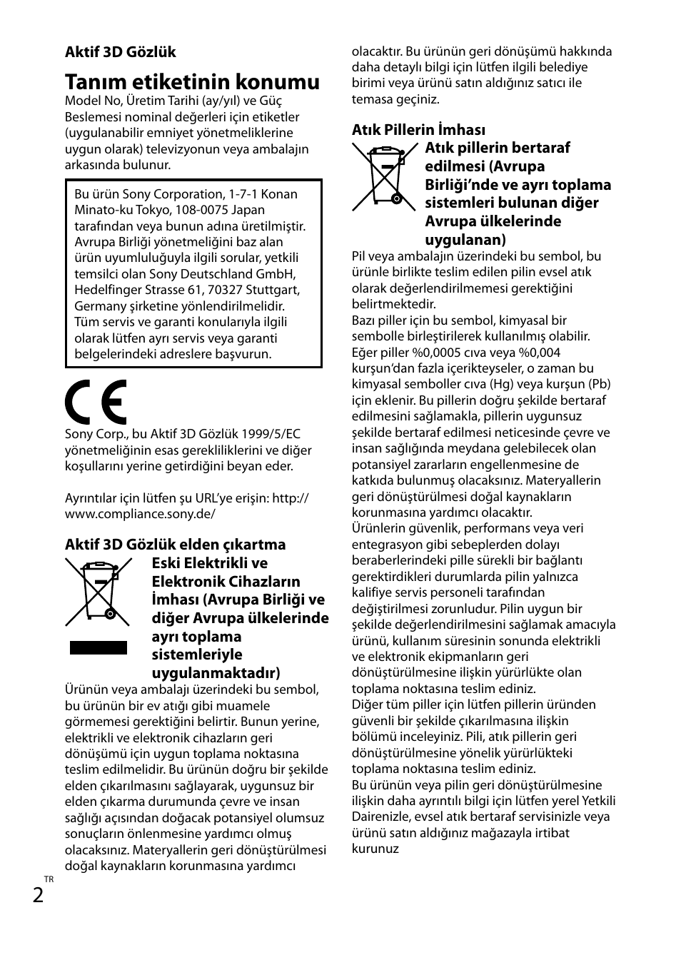 Tanım etiketinin konumu | Sony TDG-BT400A User Manual | Page 46 / 60