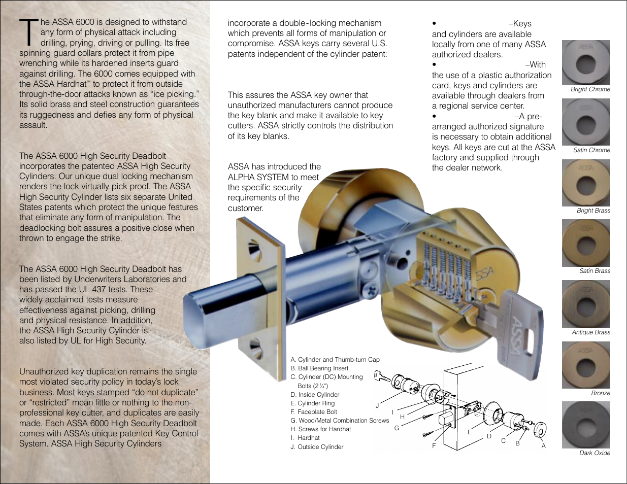 Assa High Security Deadbolt 6000 User Manual | Page 2 / 2