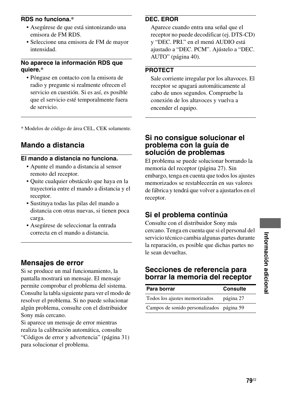 Sony STR-DG710 User Manual | Page 79 / 84