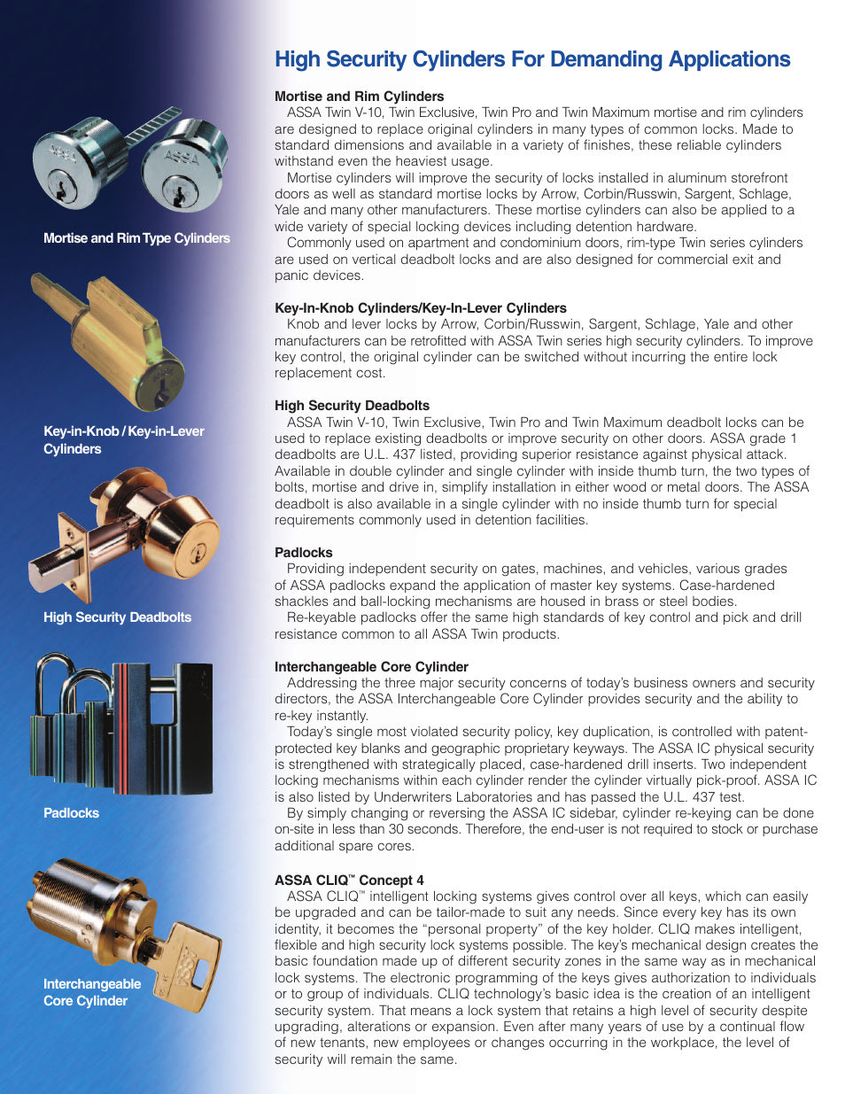 High security cylinders for demanding applications | Assa ANSI User Manual | Page 3 / 6