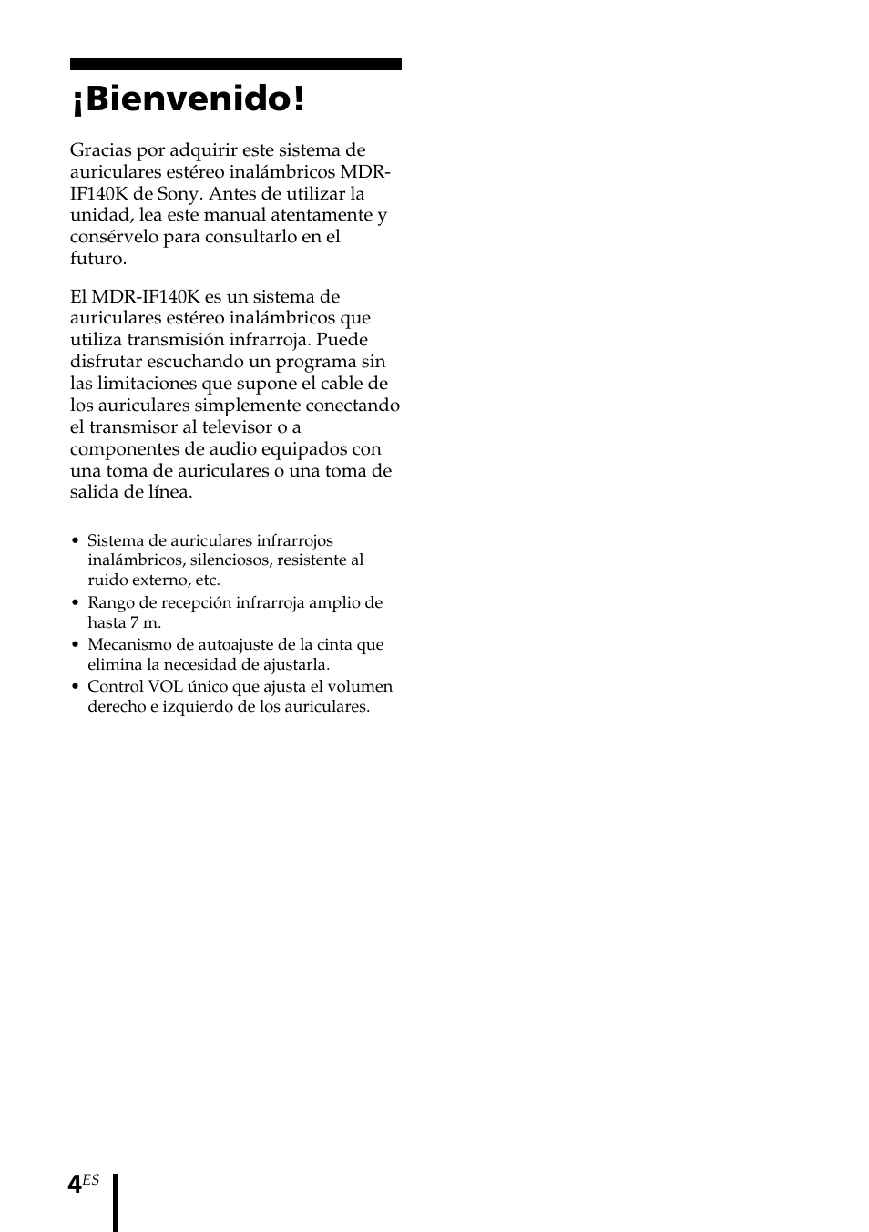 Bienvenido | Sony MDR-IF140K User Manual | Page 32 / 44