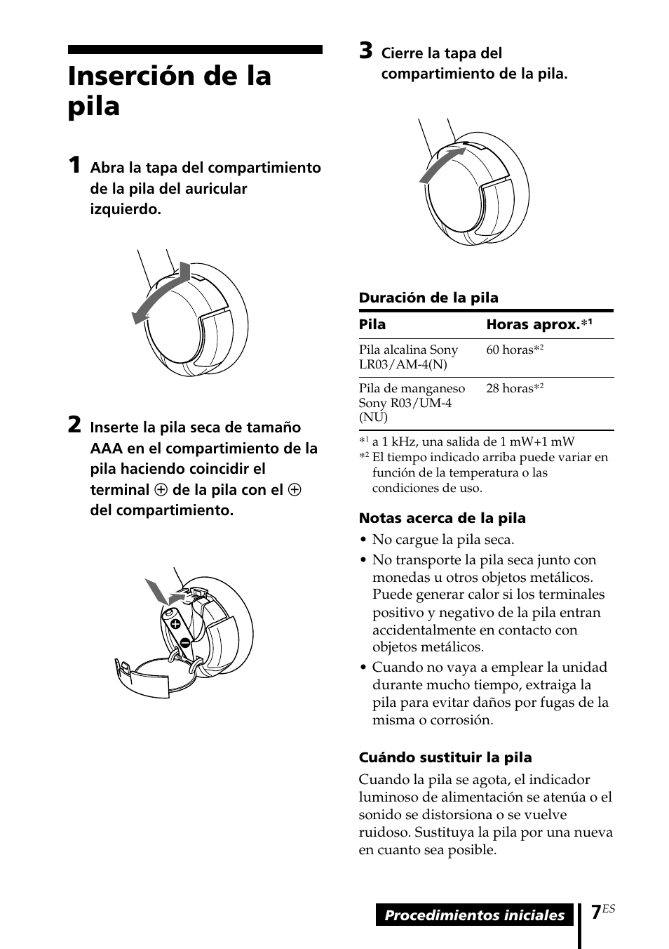 Inserción de la pila | Sony MDR-IF140K User Manual | Page 35 / 44