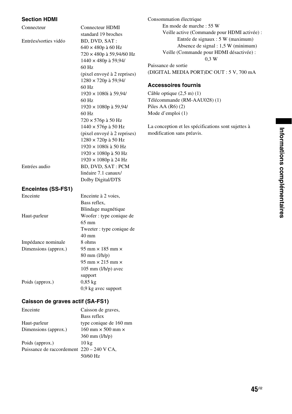Sony HT-FS1 User Manual | Page 45 / 92